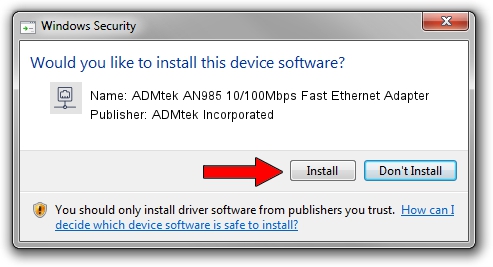 ADMtek AN985 10/100Mbps Fast Ethernet Adapter Driver Download