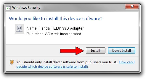 ADMtek Incorporated Tenda TEL8139D Adapter setup file 1807125