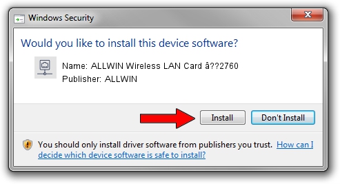 ALLWIN ALLWIN Wireless LAN Card â??2760 driver download 1053623