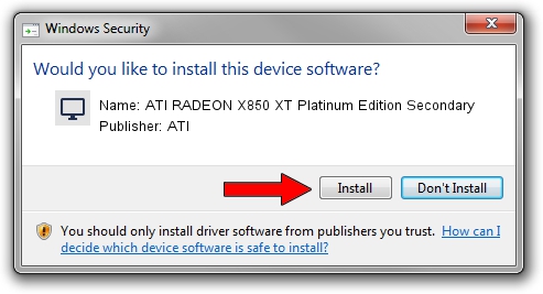 ATI ATI RADEON X850 XT Platinum Edition Secondary driver installation 1664245