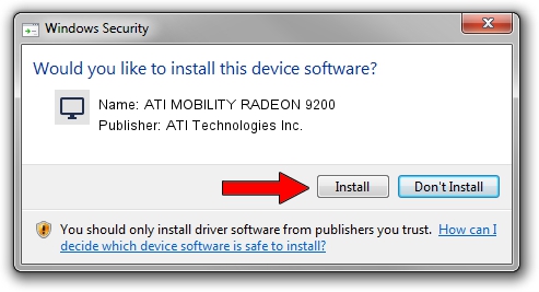 ATI Technologies Inc. ATI MOBILITY RADEON 9200 setup file 1086701