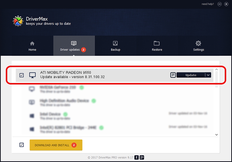 ATI Technologies Inc. ATI MOBILITY RADEON 9550 driver installation 1271161 using DriverMax