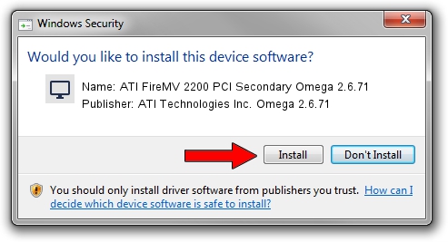 ATI Technologies Inc. Omega 2.6.71 ATI FireMV 2200 PCI Secondary Omega 2.6.71 setup file 1716744