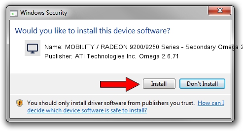 ATI Technologies Inc. Omega 2.6.71 MOBILITY / RADEON 9200/9250 Series - Secondary Omega 2.6.71 driver installation 1524374