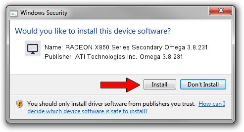 ATI Technologies Inc. Omega 3.8.231 RADEON X850 Series Secondary Omega 3.8.231 driver installation 2036410