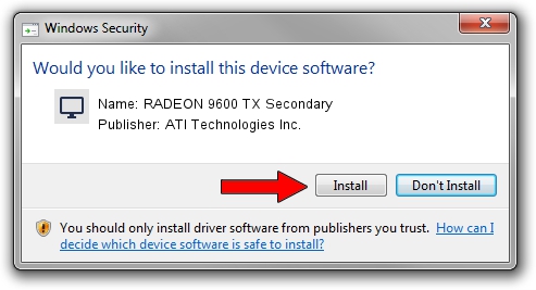 ATI Technologies Inc. RADEON 9600 TX Secondary driver installation 1038584