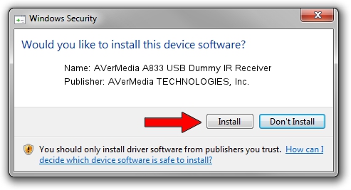 AVerMedia TECHNOLOGIES, Inc. AVerMedia A833 USB Dummy IR Receiver driver installation 1490424