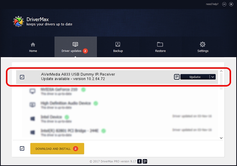 AVerMedia TECHNOLOGIES, Inc. AVerMedia A833 USB Dummy IR Receiver driver update 1657565 using DriverMax