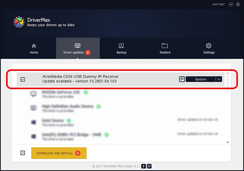 AVerMedia TECHNOLOGIES, Inc. AVerMedia C039 USB Dummy IR Receiver driver update 4485298 using DriverMax