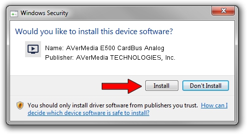 AVerMedia TECHNOLOGIES, Inc. AVerMedia E500 CardBus Analog driver installation 1022098