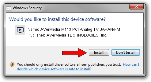 AVerMedia TECHNOLOGIES, Inc. AVerMedia M113 PCI Analog TV JAPAN/FM setup file 1984165