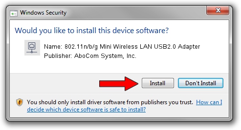 AboCom System, Inc. 802.11n/b/g Mini Wireless LAN USB2.0 Adapter driver installation 3755705