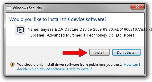 Advanced Multimedia Technology Co.,Ltd. Korea anysee BDA Capture Device 2009.03.30,AD01060316,Vista,x64 driver installation 1181347