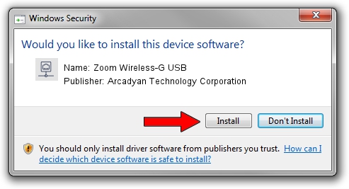 Arcadyan Technology Corporation Zoom Wireless-G USB driver installation 2107354