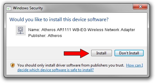 Atheros Atheros AR1111 WB-EG Wireless Network Adapter driver installation 1100235