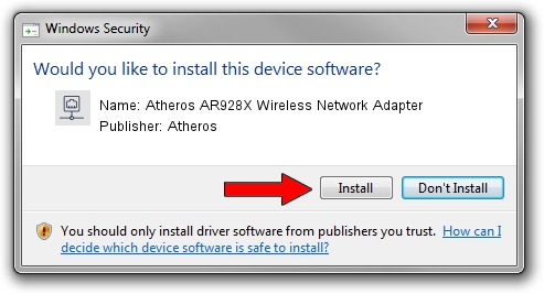 Atheros Atheros AR928X Wireless Network Adapter setup file 1275798