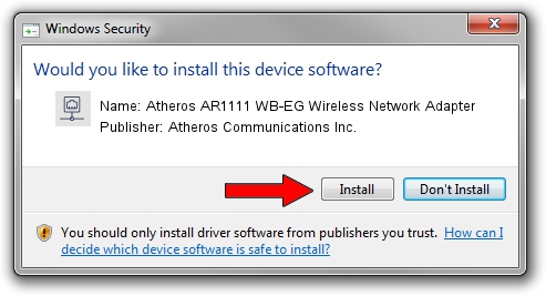 Atheros Communications Inc. Atheros AR1111 WB-EG Wireless Network Adapter driver installation 1719930