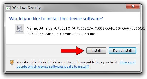 Atheros Communications Inc. Atheros AR5001X /AR5002G/AR5002X/AR5004G/AR5005GS Wireless Network Adapter driver installation 1264940