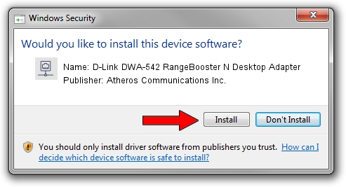 Atheros Communications Inc. D-Link DWA-542 RangeBooster N Desktop Adapter setup file 38157