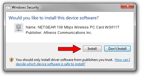 Atheros Communications Inc. NETGEAR 108 Mbps Wireless PC Card WG511T setup file 1988756