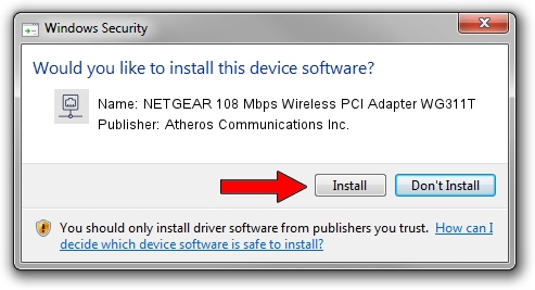 Atheros Communications Inc. NETGEAR 108 Mbps Wireless PCI Adapter WG311T driver installation 1050531