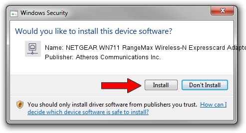 Atheros Communications Inc. NETGEAR WN711 RangeMax Wireless-N Expresscard Adapter driver installation 2335707