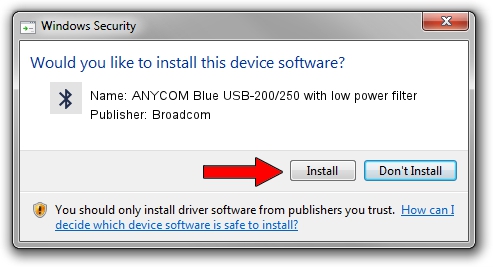 Broadcom ANYCOM Blue USB-200/250 with low power filter driver installation 1270845