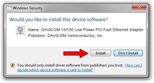 DAVICOM Semiconductor, Inc. DAVICOM 10/100 Low Power PCI Fast Ethernet Adapter driver installation 1745418