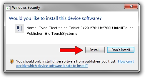 Elo TouchSystems Tyco Electronics Tablet 0x20 2701U/2700U IntelliTouch driver installation 837171