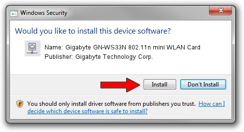 Gigabyte Technology Corp. Gigabyte GN-WS33N 802.11n mini WLAN Card setup file 3718279