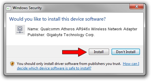 Gigabyte Technology Corp. Qualcomm Atheros AR946x Wireless Network Adapter setup file 3971057