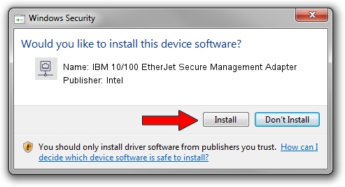 Intel IBM 10/100 EtherJet Secure Management Adapter driver installation 1070871