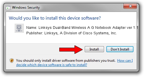 Linksys, A Division of Cisco Systems, Inc. Linksys Dual-Band Wireless A G Notebook Adapter ver 1.1 driver installation 1993145