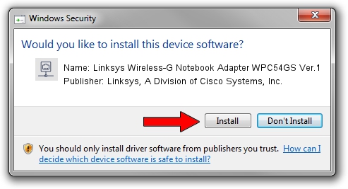 Linksys, A Division of Cisco Systems, Inc. Linksys Wireless-G Notebook Adapter WPC54GS Ver.1 driver installation 1815759