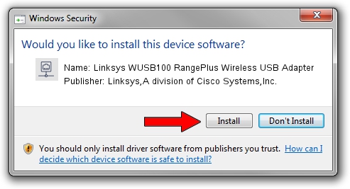 Linksys,A division of Cisco Systems,Inc. Linksys WUSB100 RangePlus Wireless USB Adapter setup file 1457412