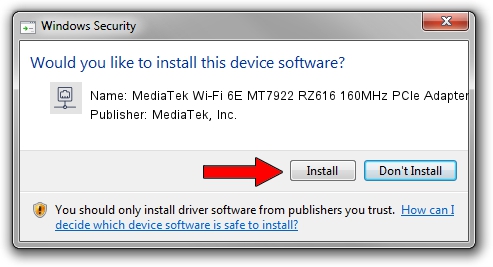 MediaTek, Inc. MediaTek Wi-Fi 6E MT7922 RZ616 160MHz PCIe Adapter driver installation 4530815