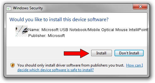 Microsoft Microsoft USB Notebook/Mobile Optical Mouse IntelliPoint driver installation 1034256