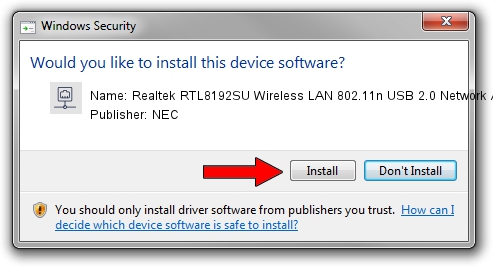 NEC Realtek RTL8192SU Wireless LAN 802.11n USB 2.0 Network Adapter setup file 962787