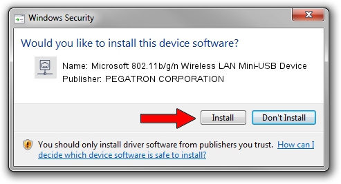 PEGATRON CORPORATION Microsoft 802.11b/g/n Wireless LAN Mini-USB Device driver installation 1346494