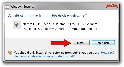 Qualcomm Atheros Communications Inc. D-Link AirPlus Xtreme G DWL-G520 Adapter driver installation 17406