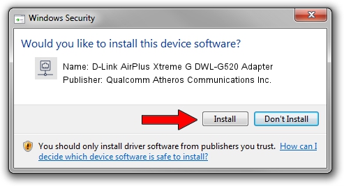 Qualcomm Atheros Communications Inc. D-Link AirPlus Xtreme G DWL-G520 Adapter setup file 248662