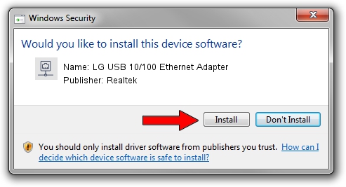 Realtek LG USB 10/100 Ethernet Adapter driver installation 3905272
