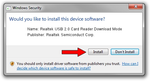 Realtek Semiconduct Corp. Realtek USB 2.0 Card Reader Download Mode driver installation 2203895