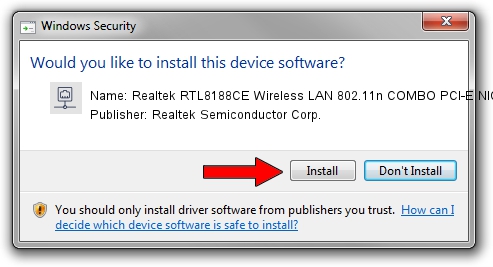 Realtek Semiconductor Corp. Realtek RTL8188CE Wireless LAN 802.11n COMBO PCI-E NIC driver download 3725377