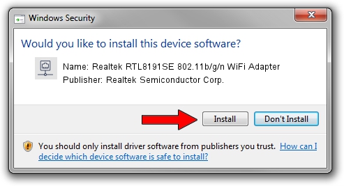 Realtek Semiconductor Corp. Realtek RTL8191SE 802.11b/g/n WiFi Adapter driver installation 1719960