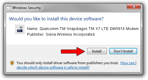 Sierra Wireless Incorporated Qualcomm TM Snapdragon TM X7 LTE DW5818 Modem setup file 4443041