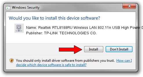 TP-LINK TECHNOLOGIES CO. Realtek RTL8188RU Wireless LAN 802.11n USB High Power Dongle setup file 2333746